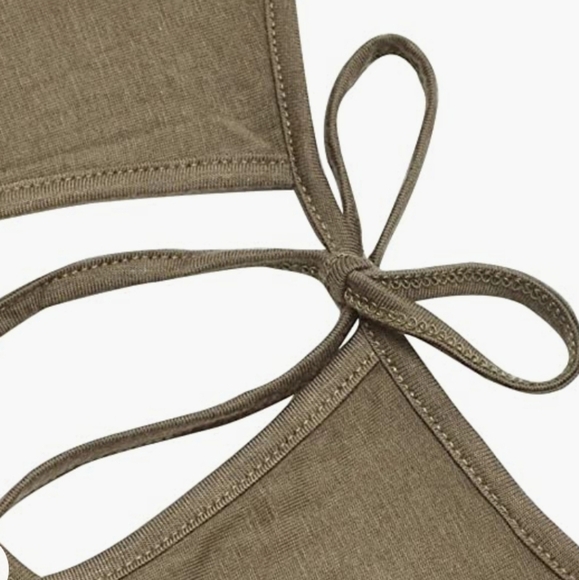 𝅺Olive Green Cold Shoulder Top - Picture 4 of 5